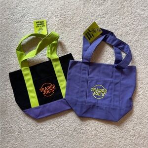 Set of 2 Trader Joe’s Mini Tote Bags - Purple & Black/Lime/Purple Halloween 2025